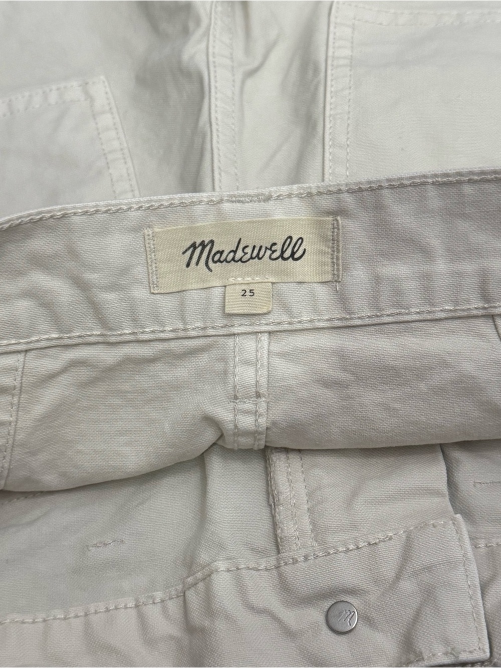 Madewell Carpenter Style Utility High Rise Shorts, Off White size 25 - Picture 5 of 7